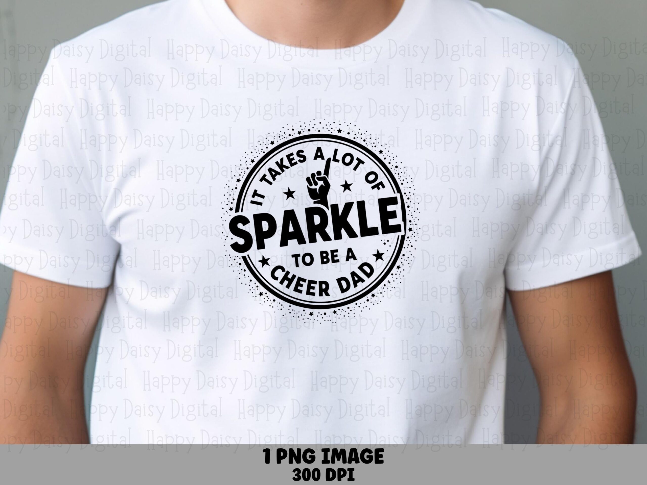 Cheer Dad Badge, Sparkle Circular PNG | Sublimation, Transparent Background | 300 DPI, Commercial Use